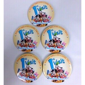 Walt Disney World Resort Parks 1st First Visit Buttons Pin Lot of 5 Mickey